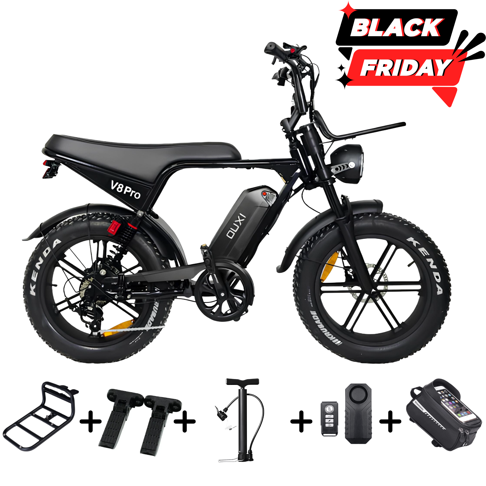 OUXI V8 PRO Fatbike - Zwart - Hydraulische Remmen