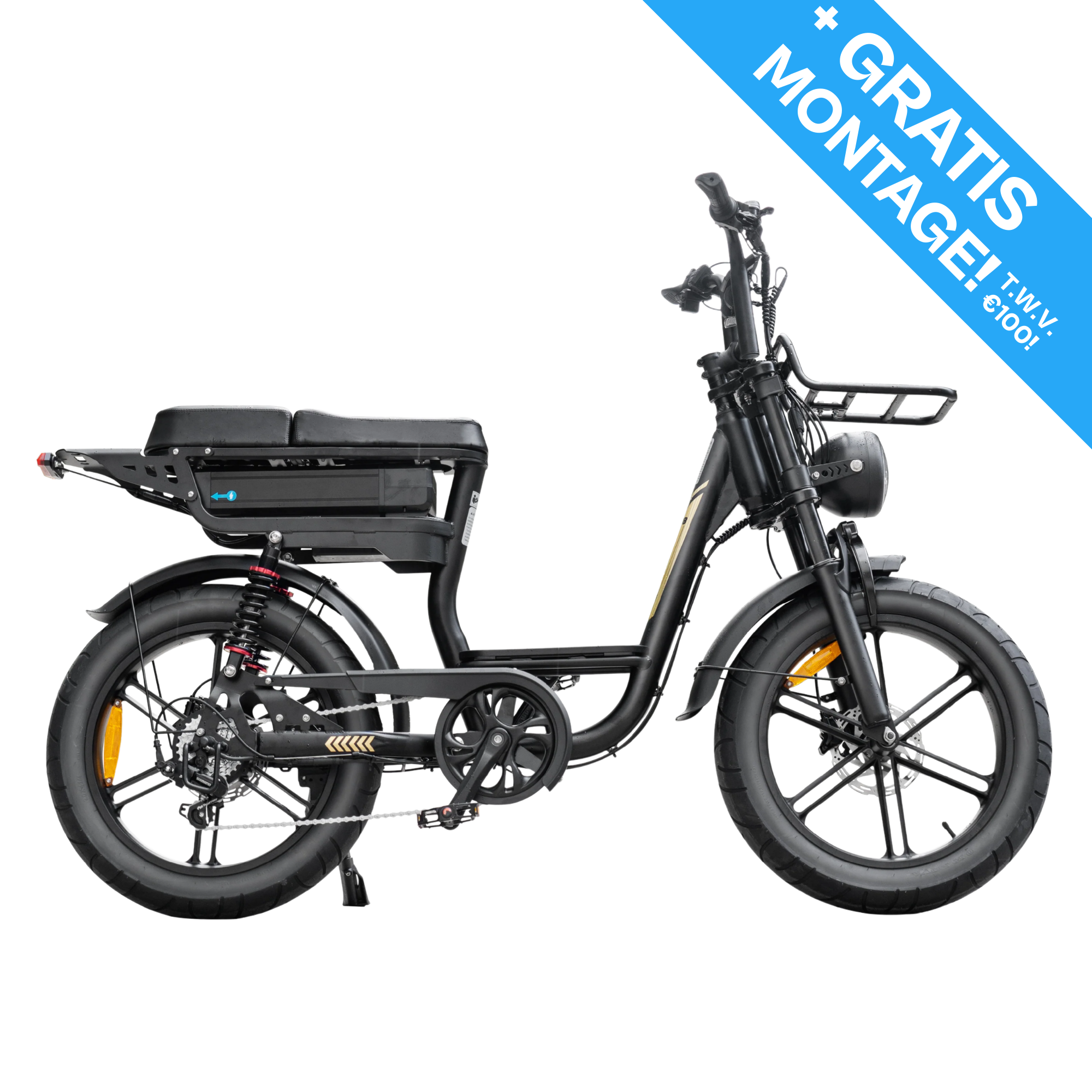 Fatbike V20 Pro Comfort - Zwart - Hydraulische Remmen - Lage instap