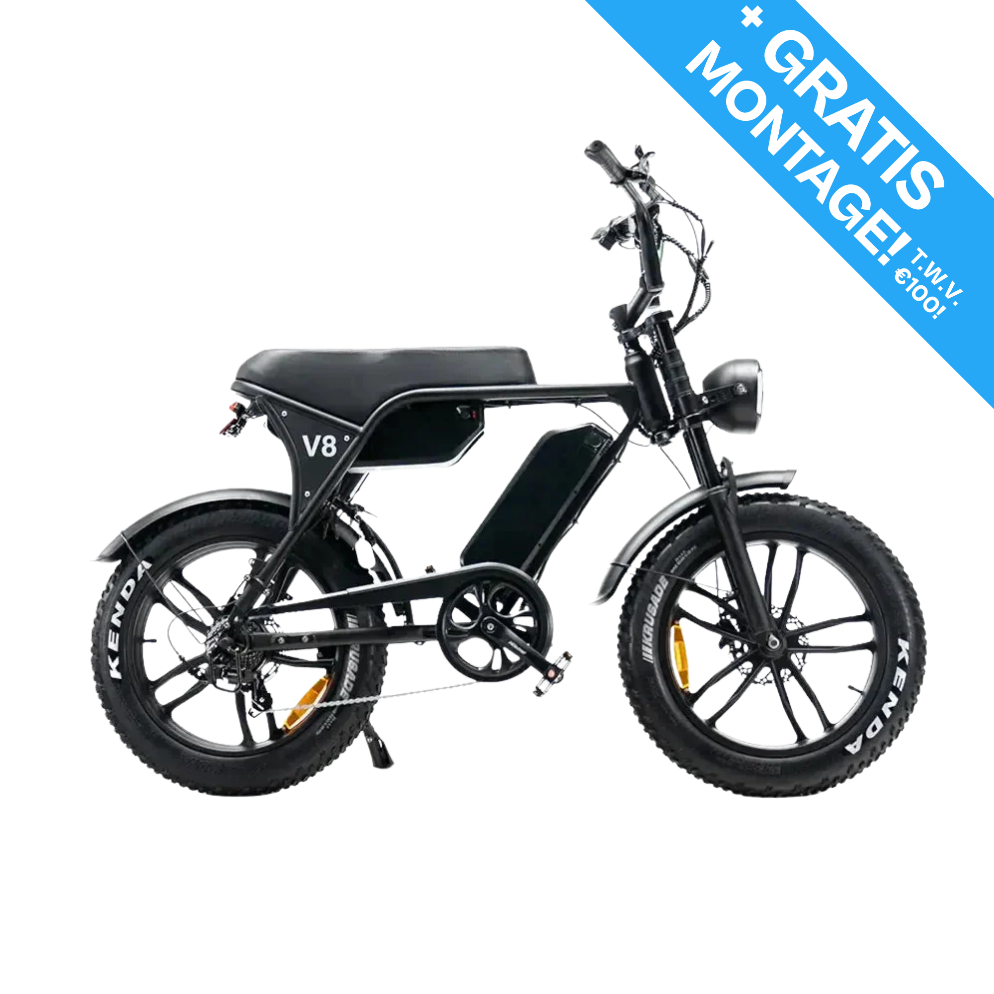 OUXI V8 MAX dubbele accu - Fatbike - Zwart - Hydraulische Remmen