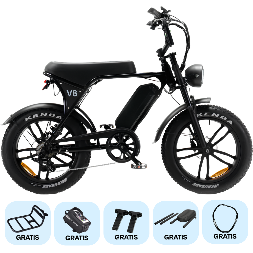 COMBI DEAL OUXI V8 3.0 Fatbike - Zwart - Hydraulische Remmen