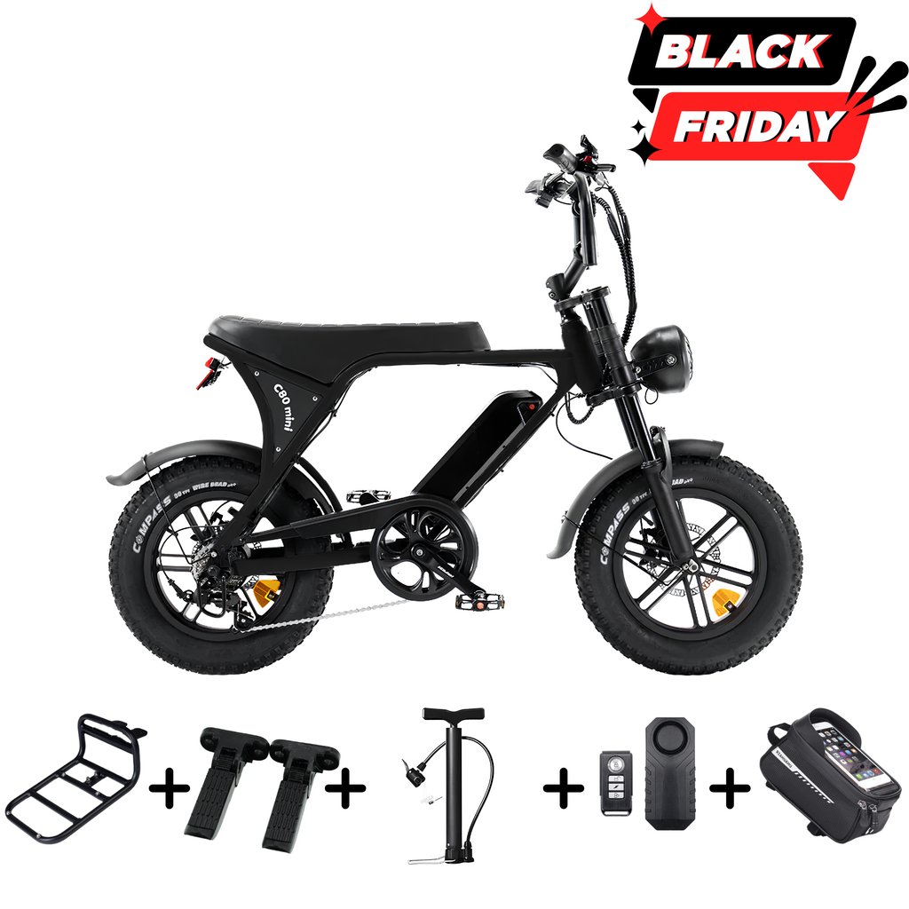 OUXI C80 Mini Fatbike - Zwart - Hydraulische Remmen