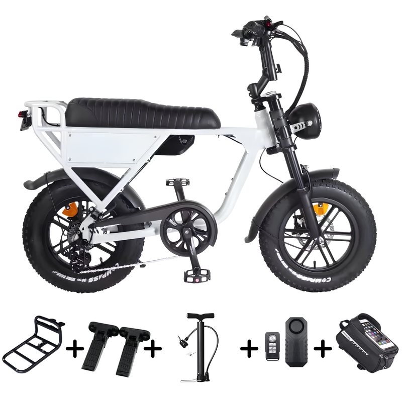 OUXI C63 Mini Fatbike - Wit - Hydraulische Remmen