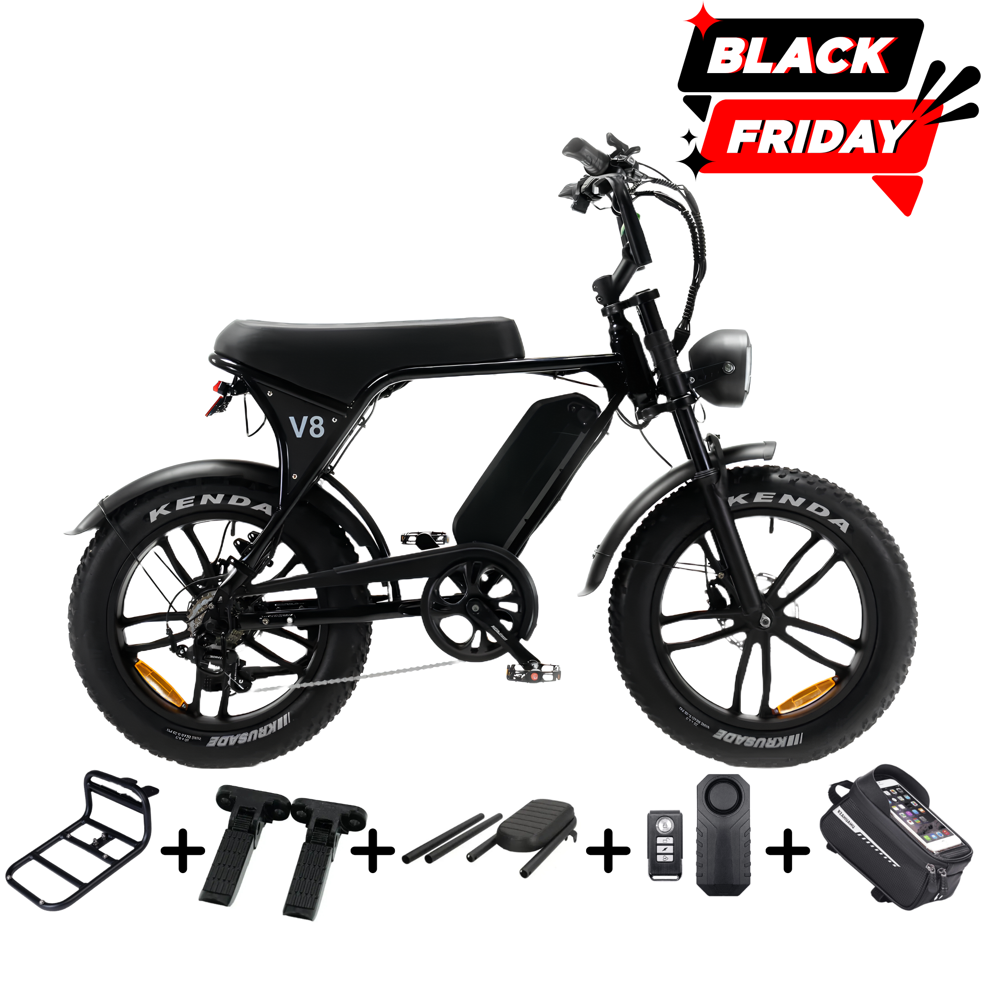 OUXI V8 3.0 Fatbike - Zwart - Hydraulische Remmen