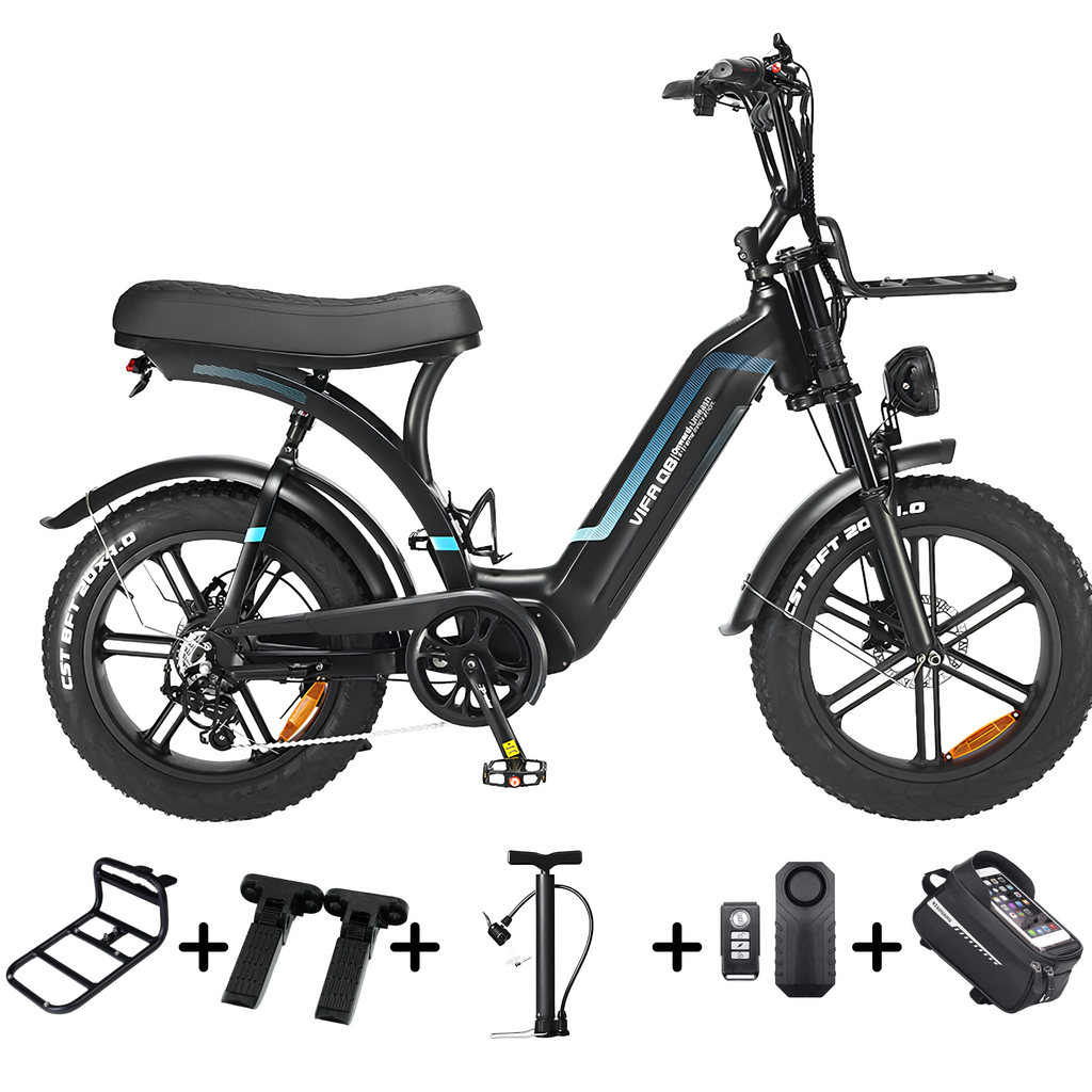 OUXI Q8 Fatbike - Lage Instap - Zwart - Hydraulische Remmen