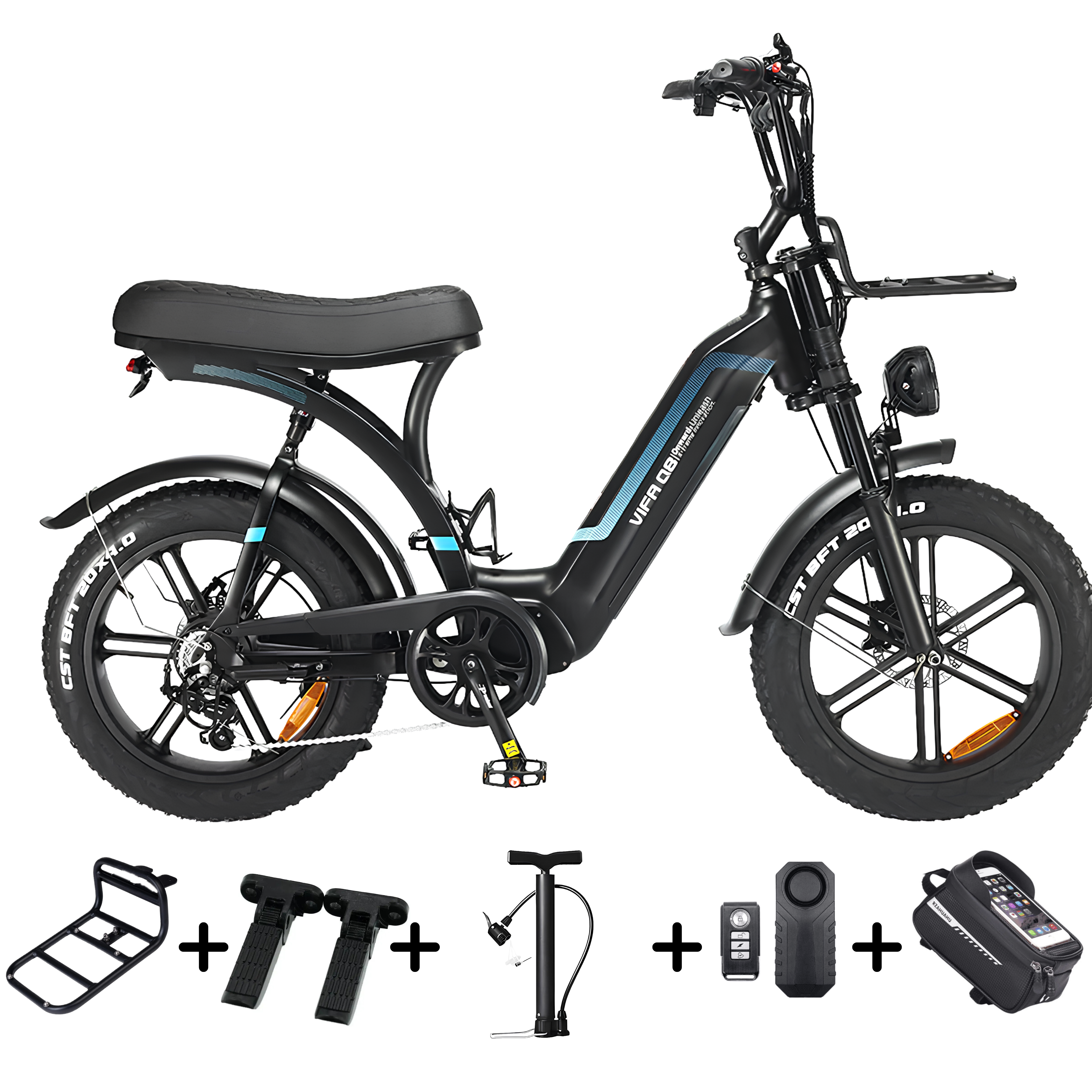 OUXI Q8 Fatbike - Lage Instap - Zwart - Hydraulische Remmen