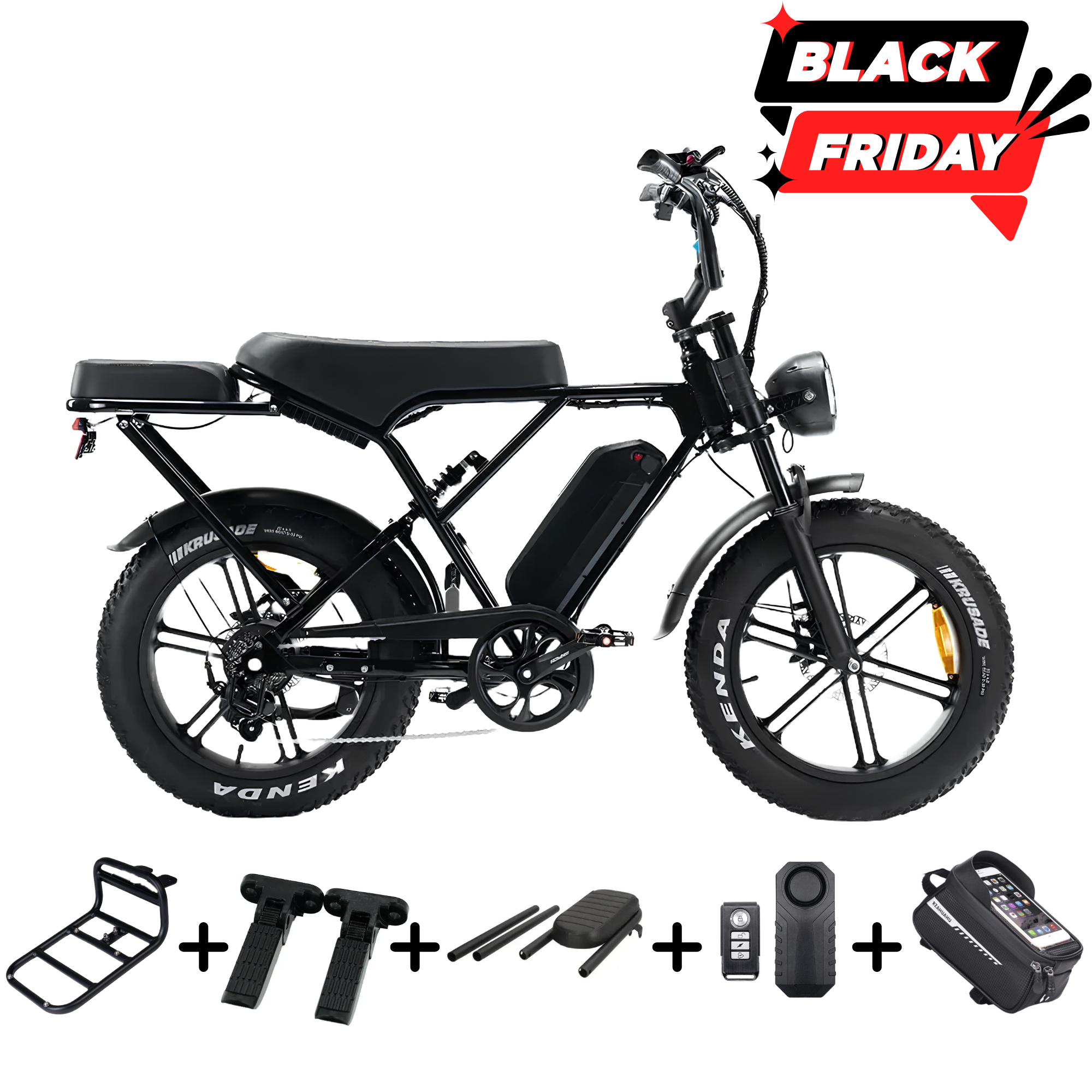 OUXI H9 Fatbike - Zwart - Hydraulische Remmen